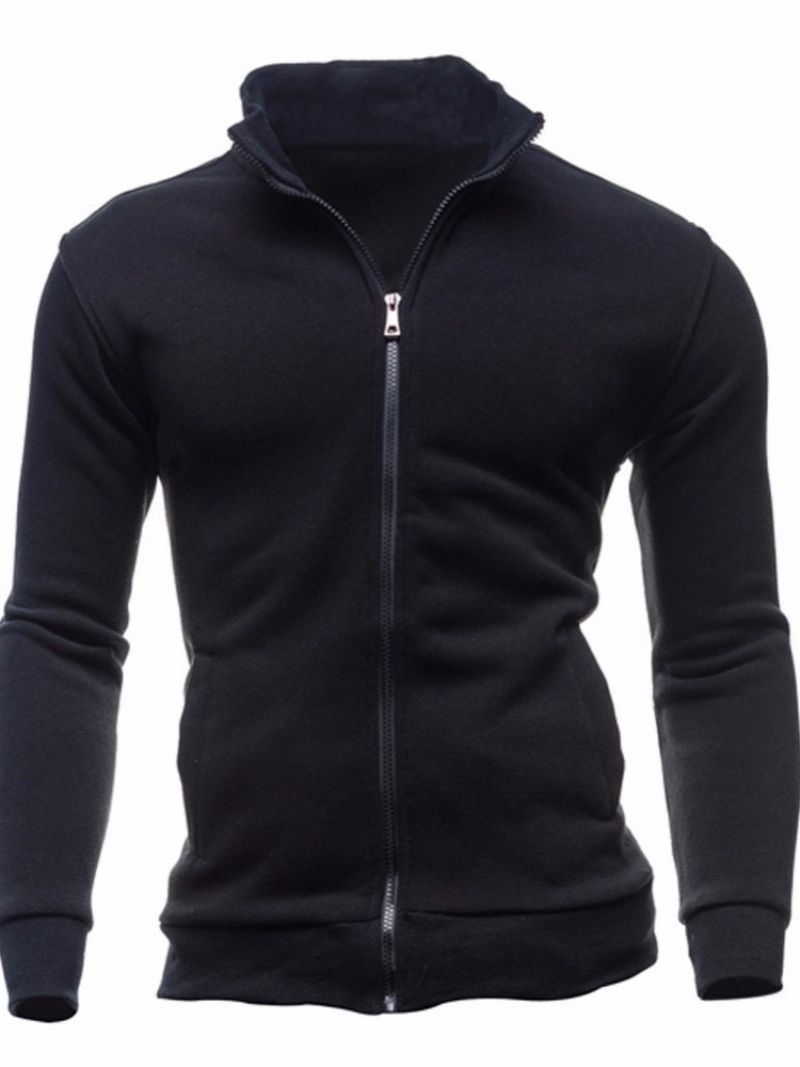 Pánské Mikiny S Kapucí Cardigan Plain Casual Na Zip