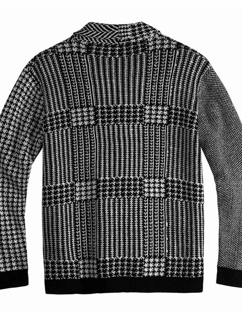 Jednořadý Zimní Svetr Houndstooth Do Klopy