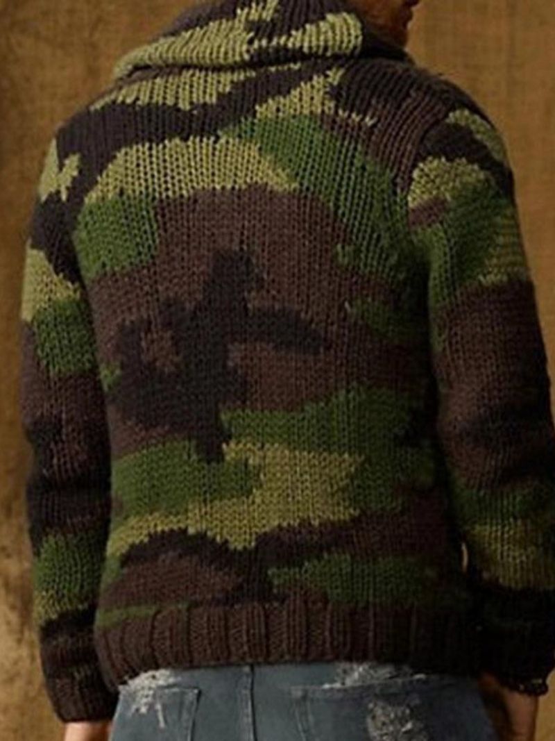 Jednořadý Zimní Svetr S Klopou Standard Camouflage