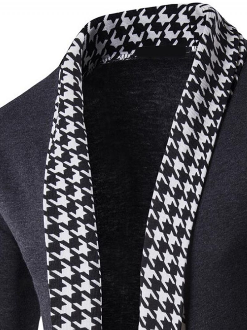 Pánské Pletené Zboží Vogue Houndstooth Patchwork Cardigan