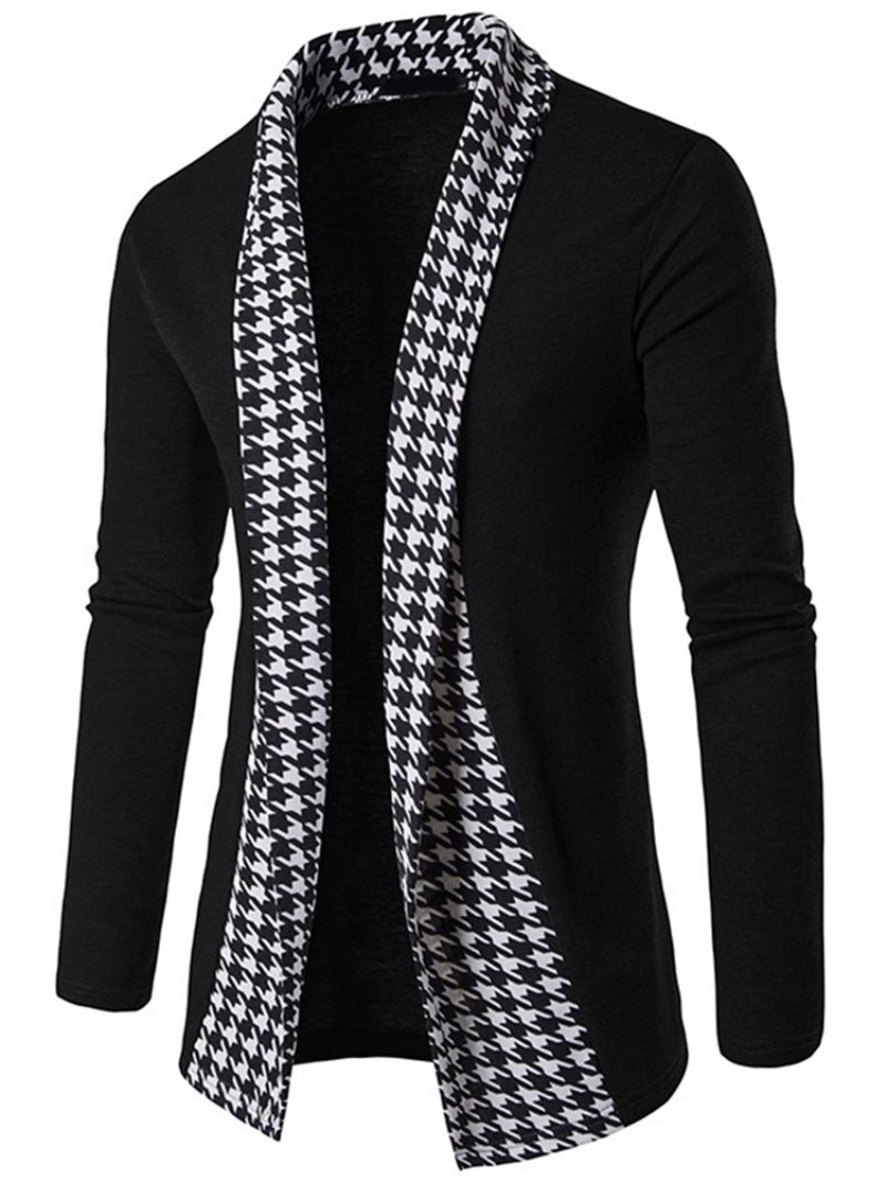 Pánské Pletené Zboží Vogue Houndstooth Patchwork Cardigan