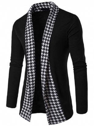 Pánské Pletené Zboží Vogue Houndstooth Patchwork Cardigan