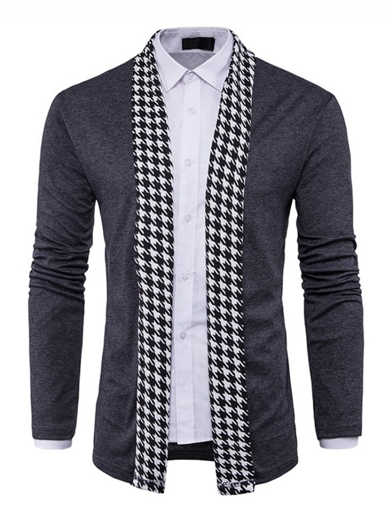 Standardní Pánský Svetr Houndstooth Slim Fall