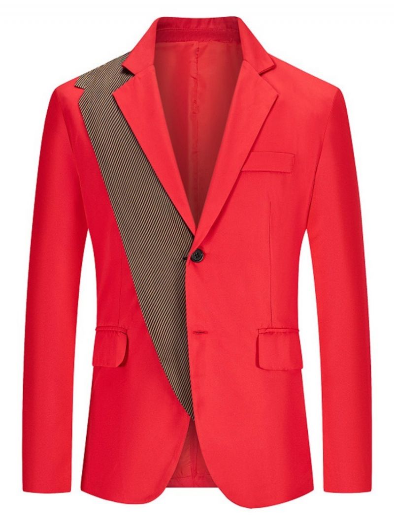 Barevný Blok Slim Notched Lapel Leisure Blazer