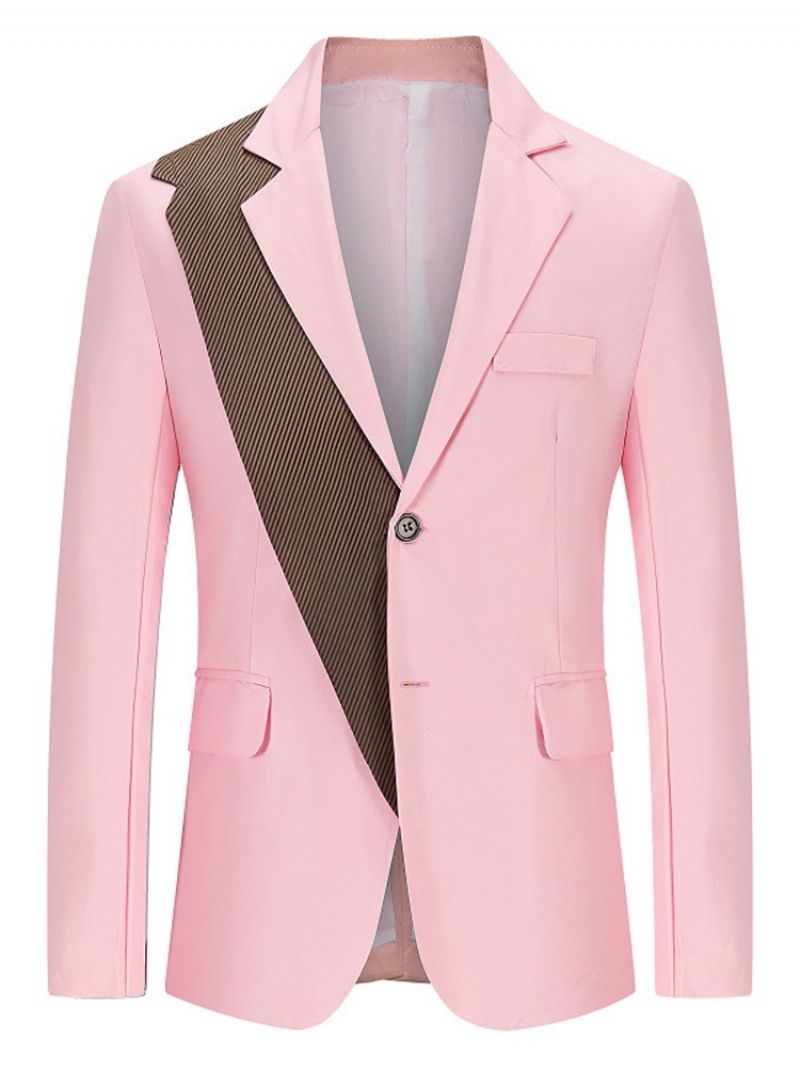 Barevný Blok Slim Notched Lapel Leisure Blazer