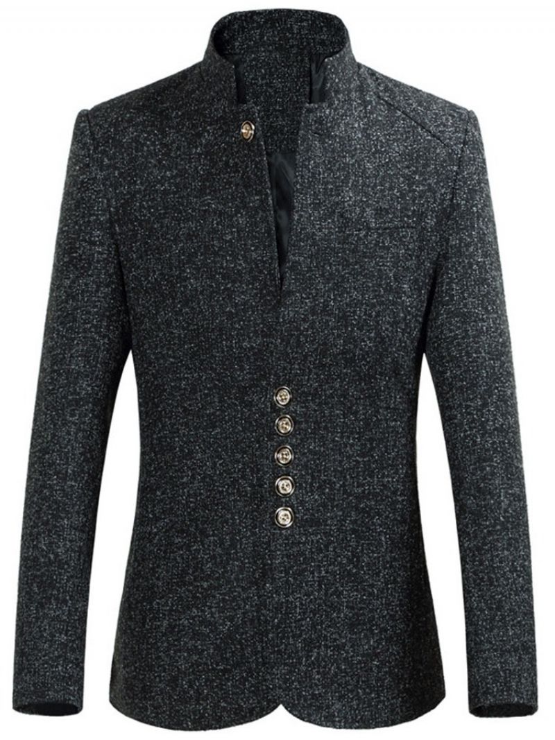 Mandarin Collar Slim Button Blazer Pro Volný Čas