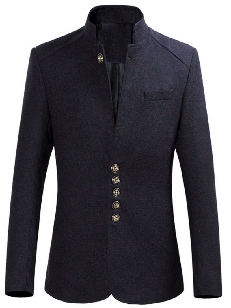 Mandarin Collar Slim Button Blazer Pro Volný Čas