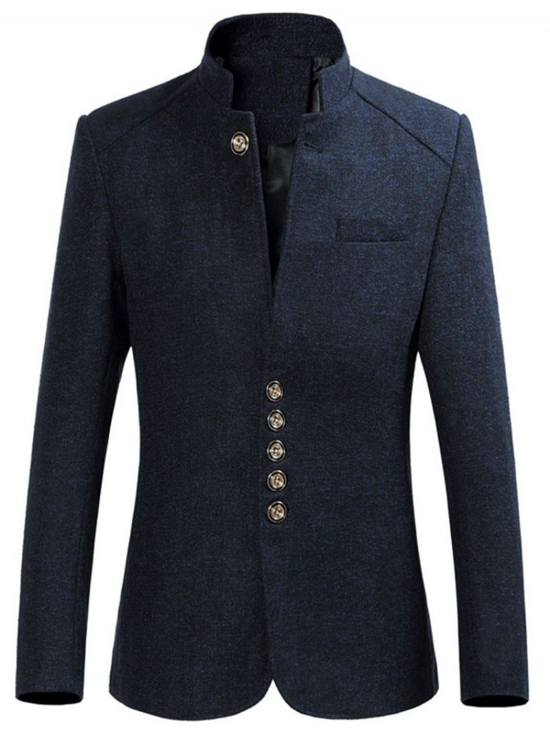 Mandarin Collar Slim Button Blazer Pro Volný Čas