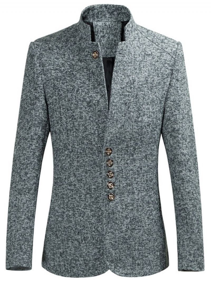 Mandarin Collar Slim Button Blazer Pro Volný Čas