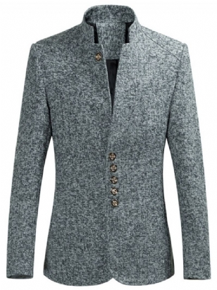 Mandarin Collar Slim Button Blazer Pro Volný Čas