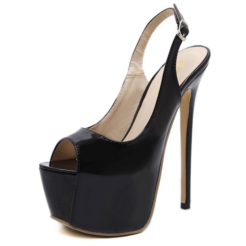 Dámské Sandály Pu Peep Toe Na Jehlovém Podpatku Slingback Strap