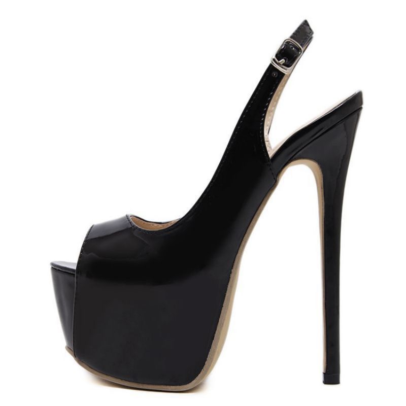 Dámské Sandály Pu Peep Toe Na Jehlovém Podpatku Slingback Strap