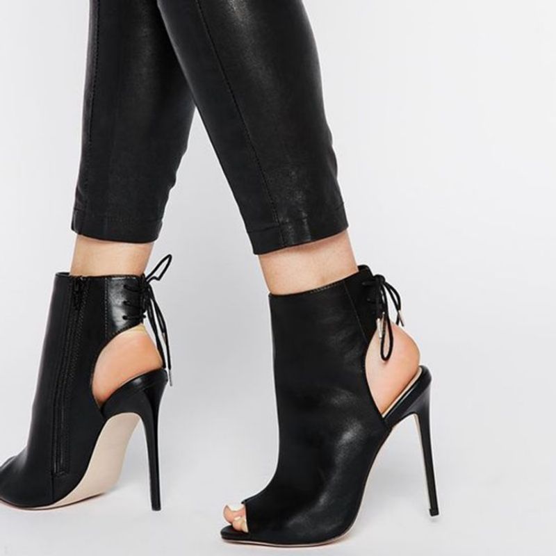 Sandály Peep Toe Cross Strap Na Patě