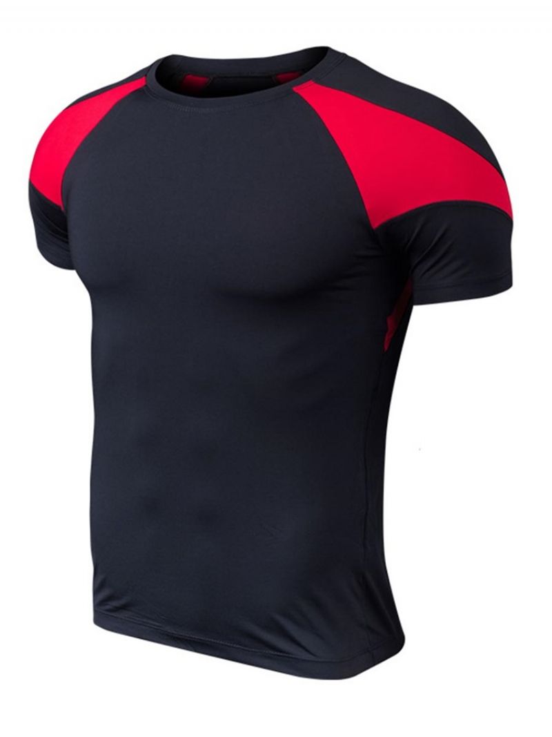 Pánské Sportovní Tričko Color Block Short Sleeve Quick Dry Gym