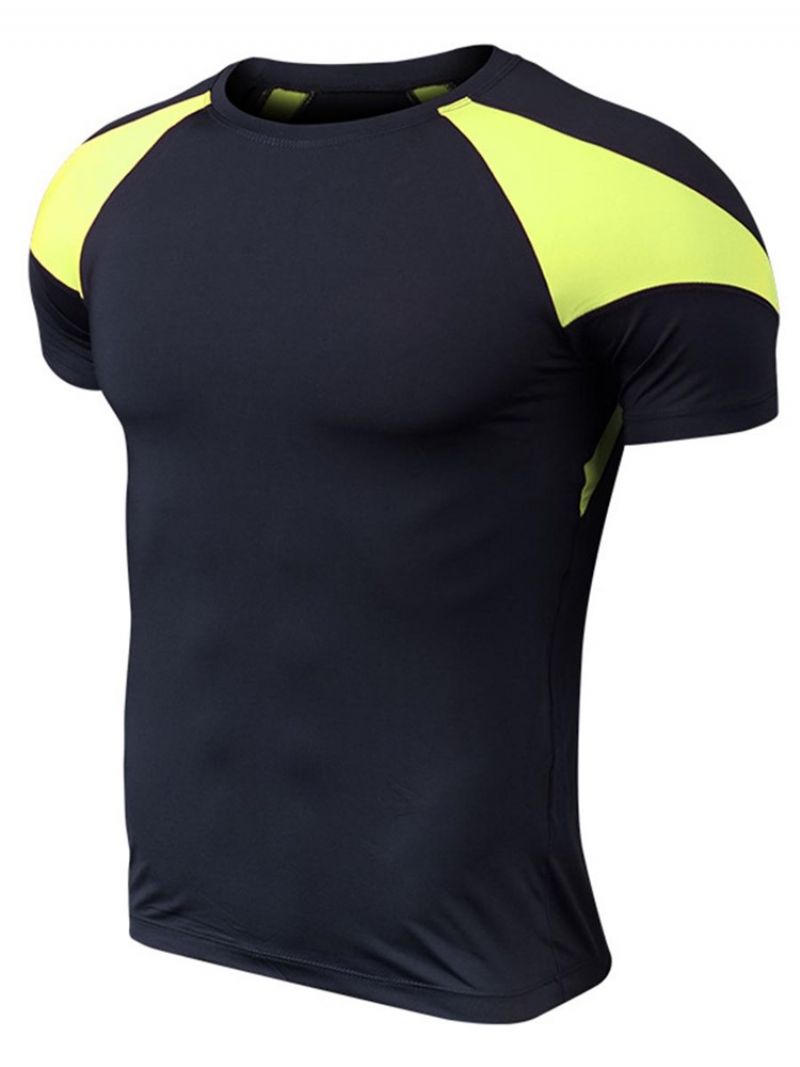 Pánské Sportovní Tričko Color Block Short Sleeve Quick Dry Gym