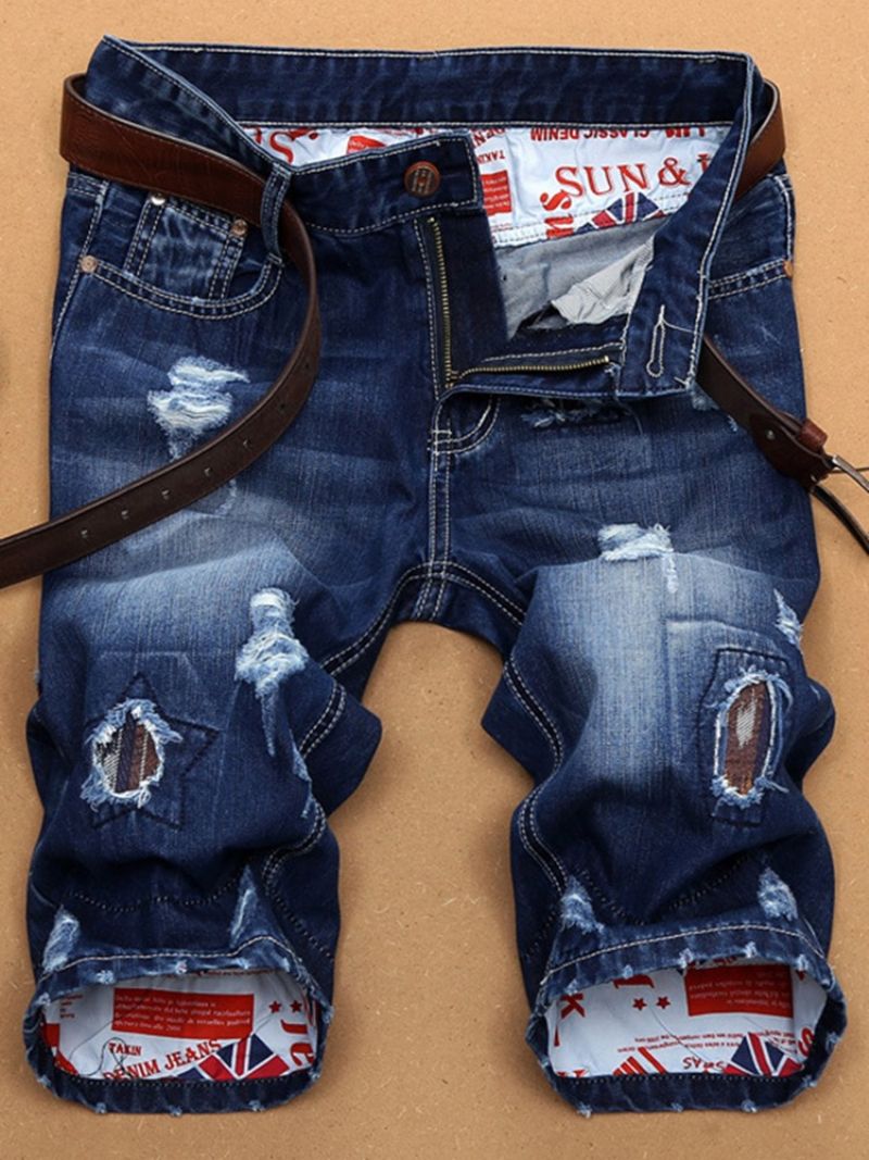 Pánské Šortky Holes Denim Slim