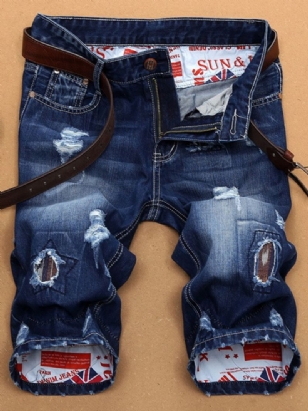 Pánské Šortky Holes Denim Slim