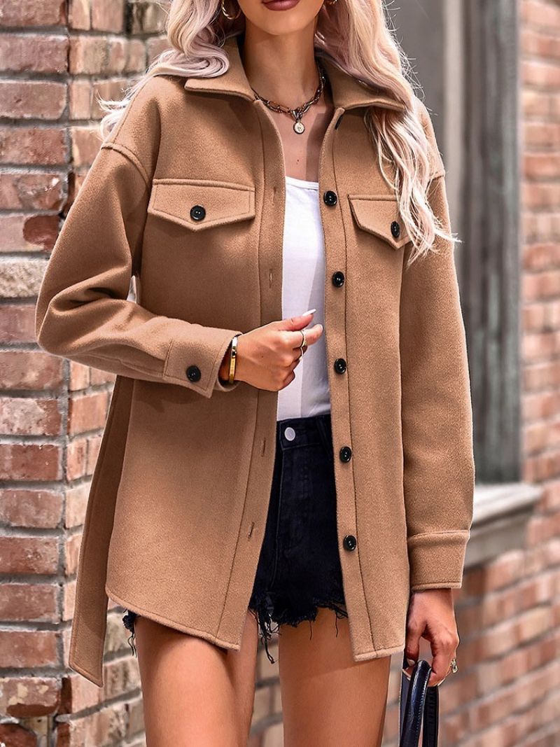 Slim Belt Single-breasted Fall Lapel Overcoat