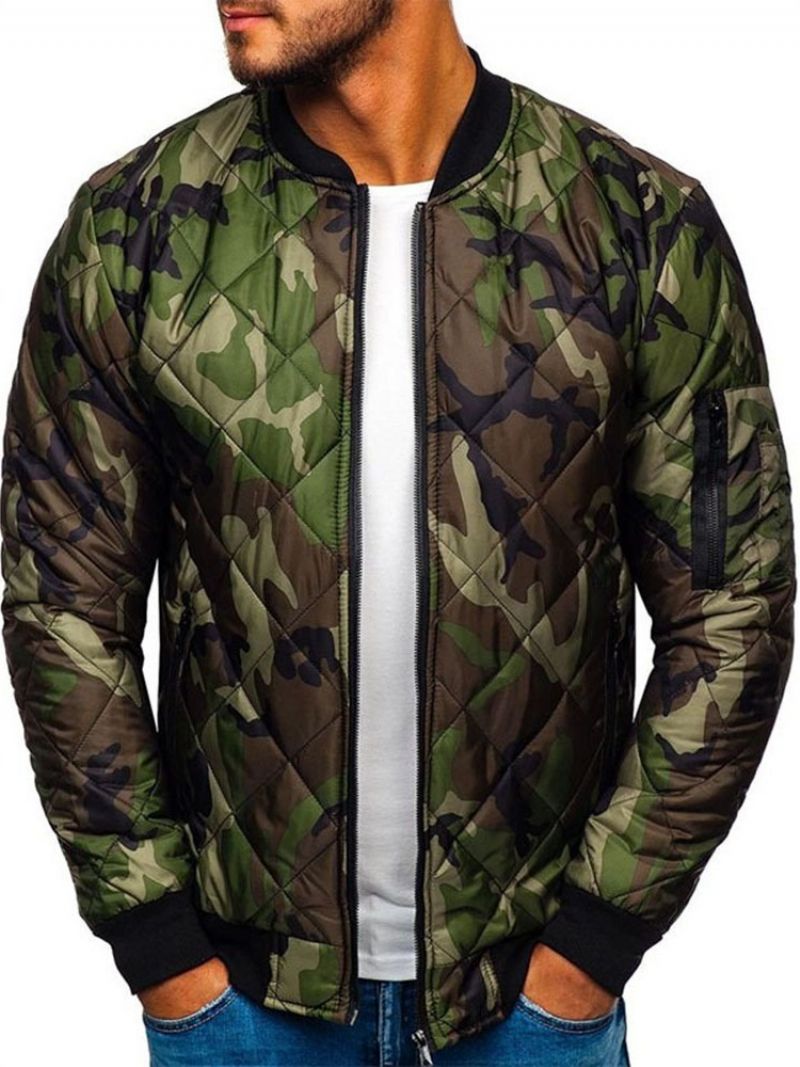 Pánská Péřová Bunda Se Stojáčkem Camouflage Standard Na Zip