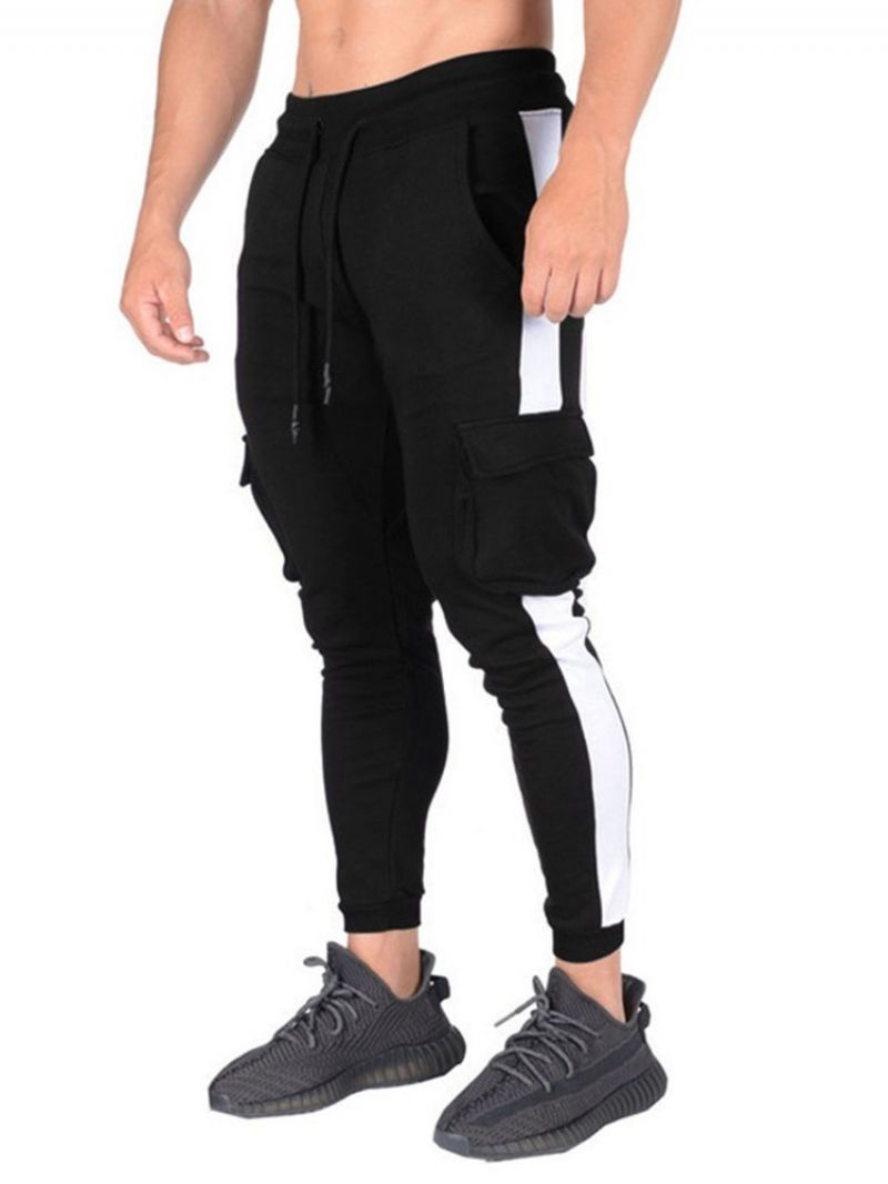 Cargo Kalhoty Pencil Pants Color Block Patchwork Sportovní Pánské Ležérní Kalhoty