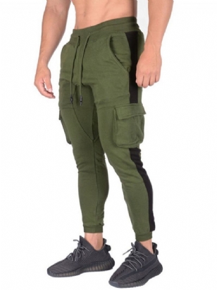 Cargo Kalhoty Pencil Pants Color Block Patchwork Sportovní Pánské Ležérní Kalhoty