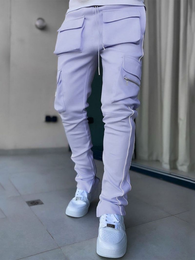 Cargo Pants Pocket Color Block Pencil Pants Fall Korejské Pánské Ležérní Kalhoty