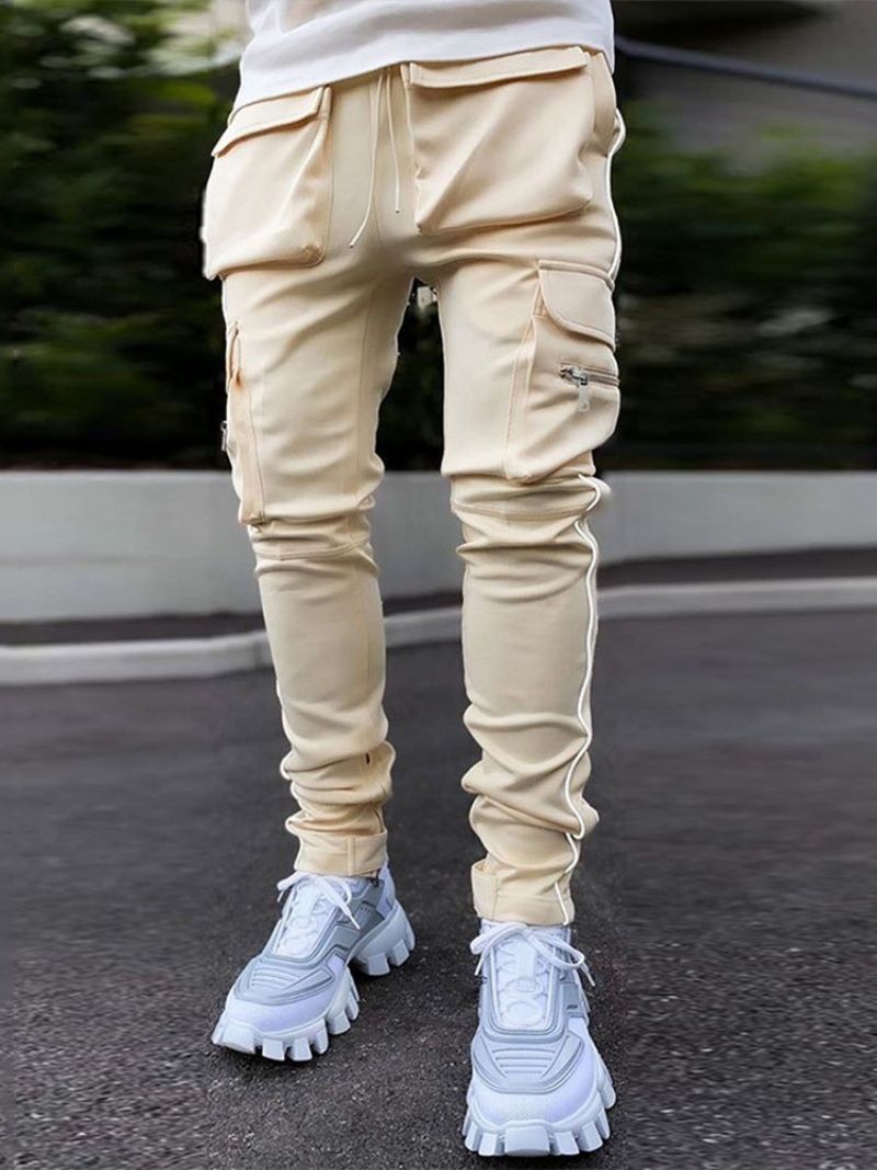 Cargo Pants Pocket Color Block Pencil Pants Fall Korejské Pánské Ležérní Kalhoty