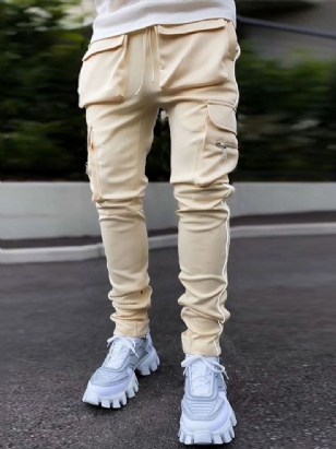 Cargo Pants Pocket Color Block Pencil Pants Fall Korejské Pánské Ležérní Kalhoty