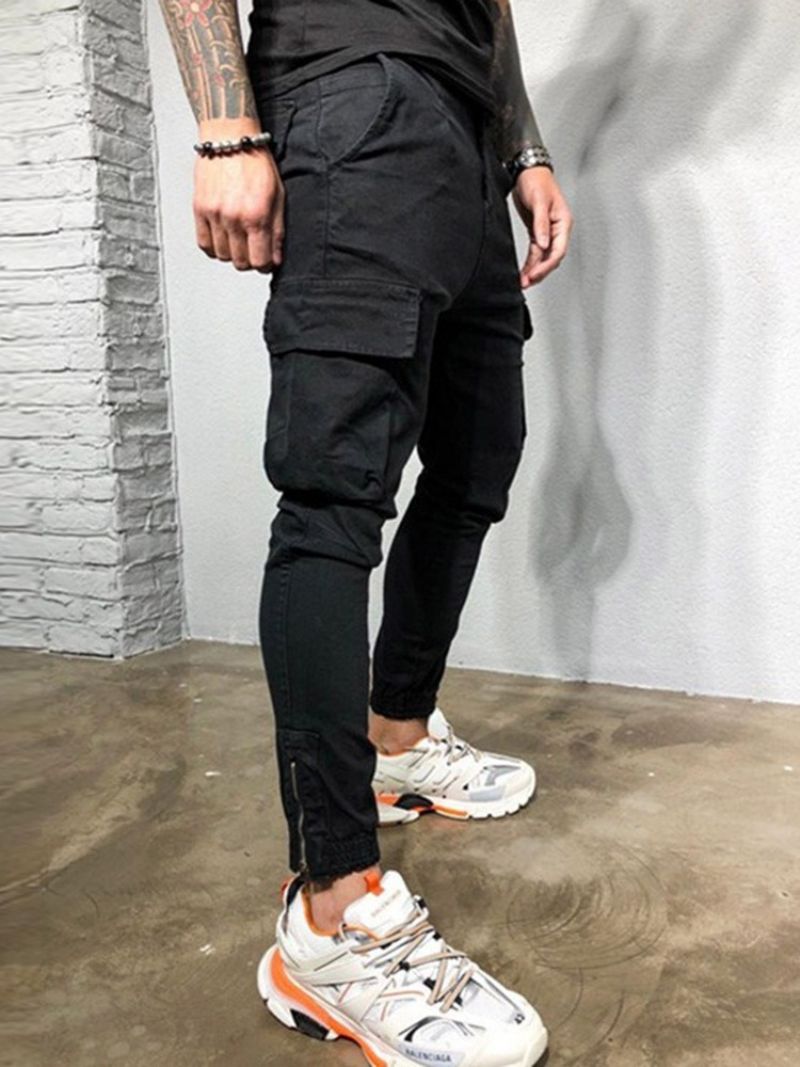 Pánské Ležérní Kalhoty Cargo Pants Pocket Plain Overal Four Seasons