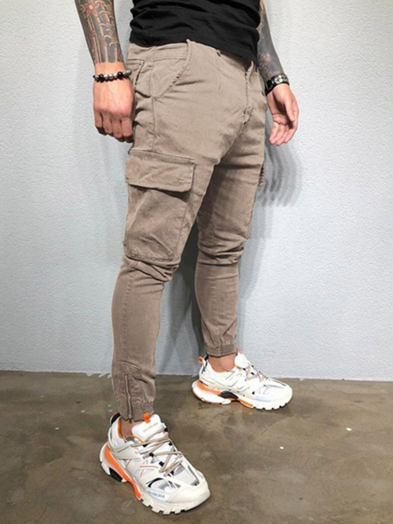 Pánské Ležérní Kalhoty Cargo Pants Pocket Plain Overal Four Seasons