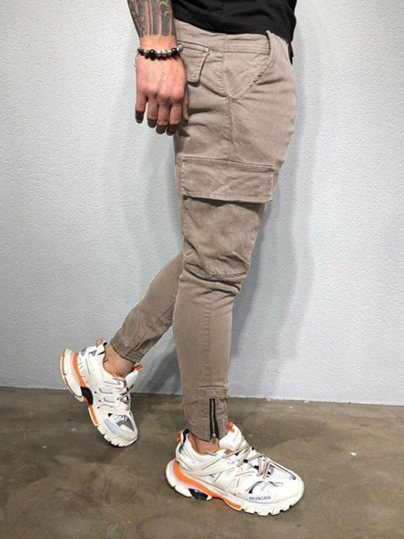 Pánské Ležérní Kalhoty Cargo Pants Pocket Plain Overal Four Seasons