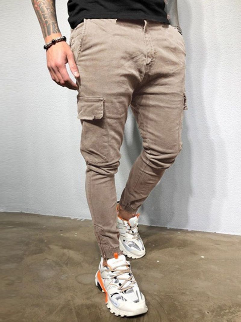 Pánské Ležérní Kalhoty Cargo Pants Pocket Plain Overal Four Seasons