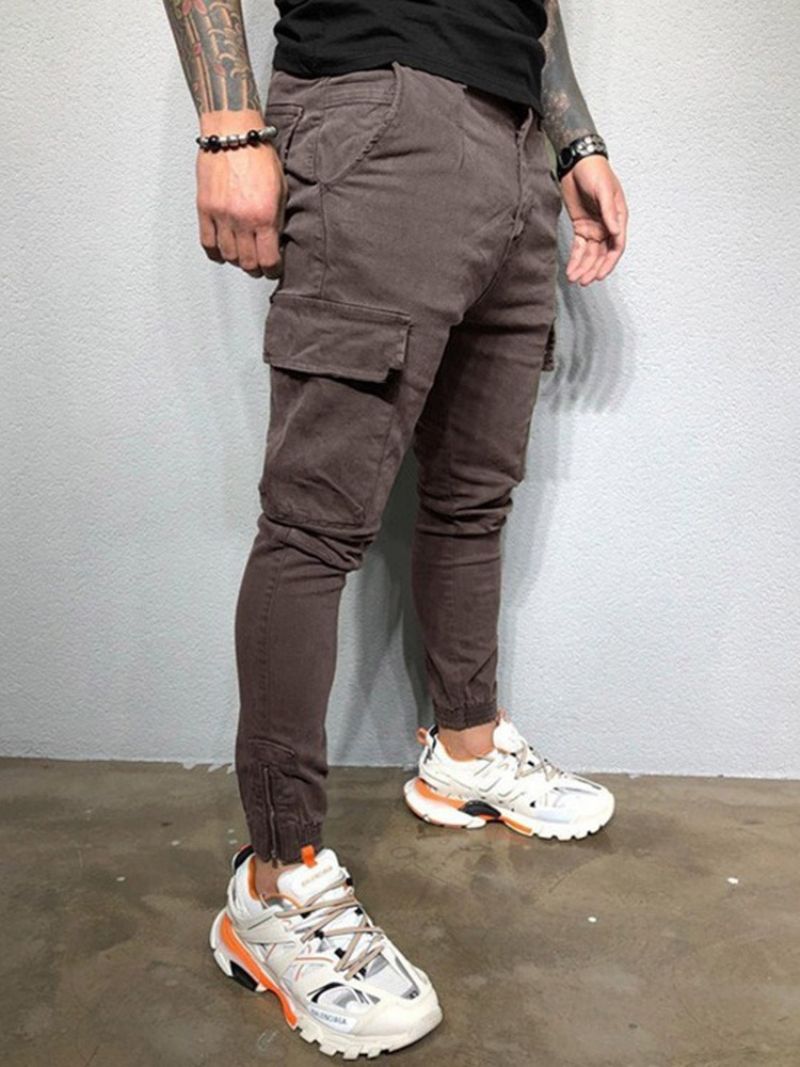 Pánské Ležérní Kalhoty Cargo Pants Pocket Plain Overal Four Seasons