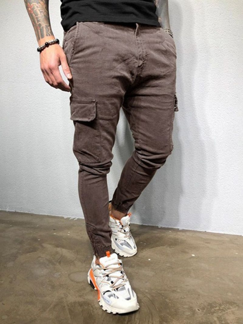 Pánské Ležérní Kalhoty Cargo Pants Pocket Plain Overal Four Seasons