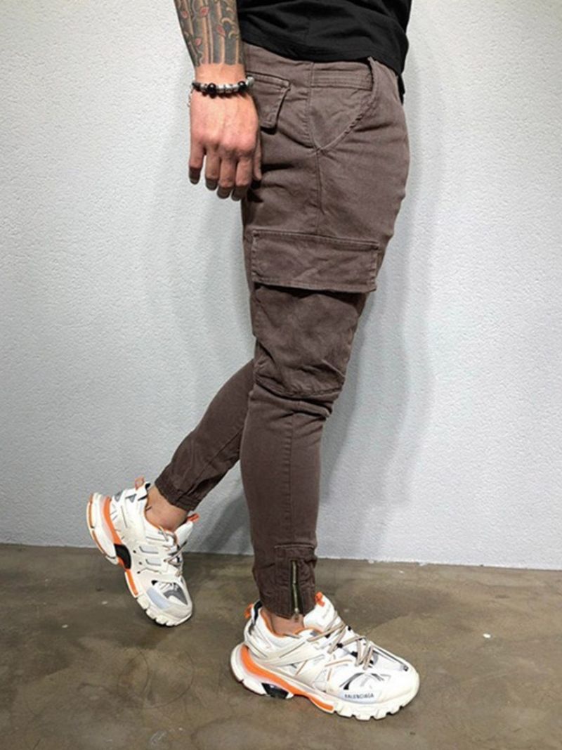 Pánské Ležérní Kalhoty Cargo Pants Pocket Plain Overal Four Seasons