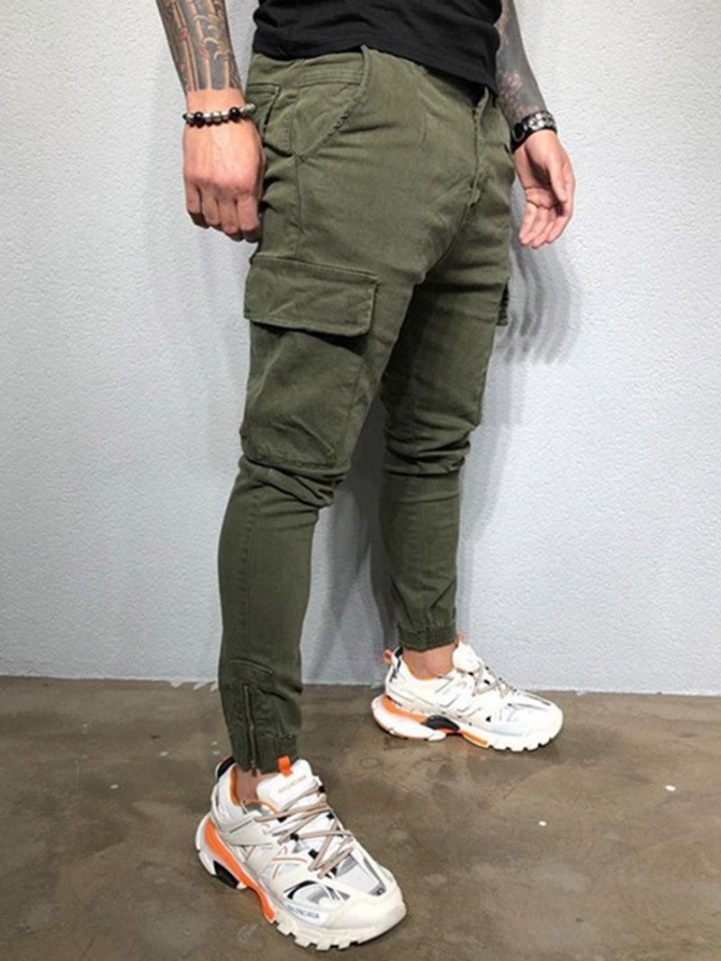 Pánské Ležérní Kalhoty Cargo Pants Pocket Plain Overal Four Seasons