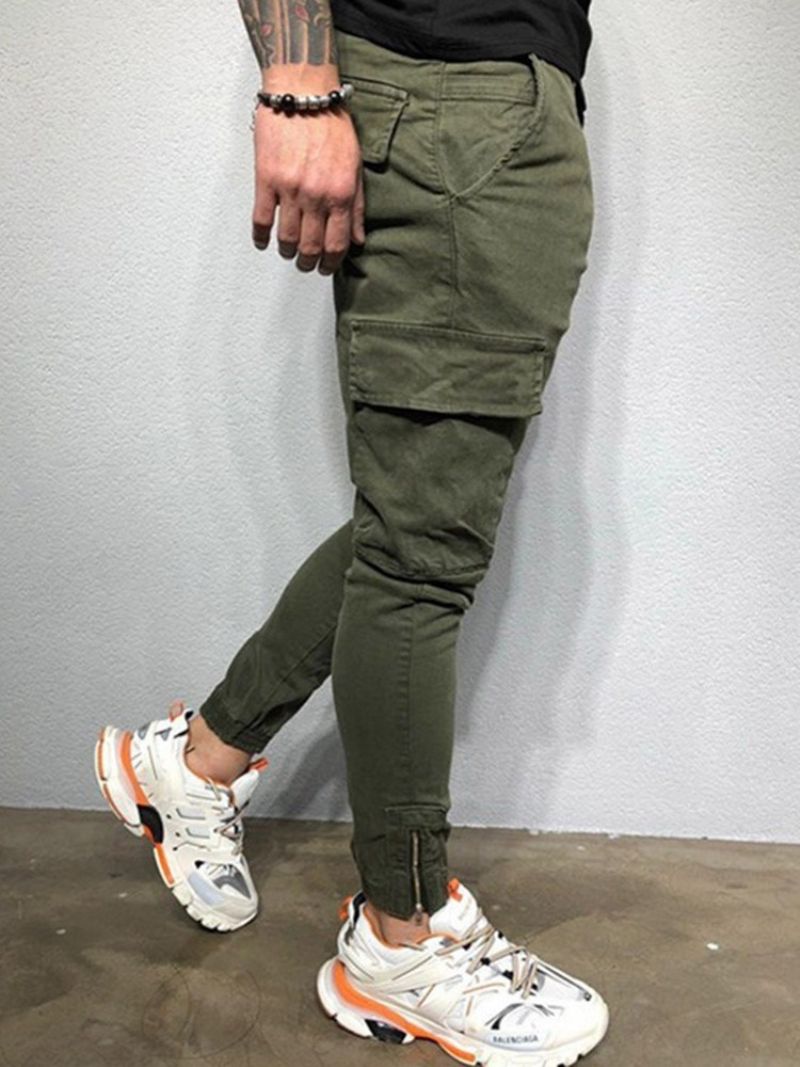 Pánské Ležérní Kalhoty Cargo Pants Pocket Plain Overal Four Seasons