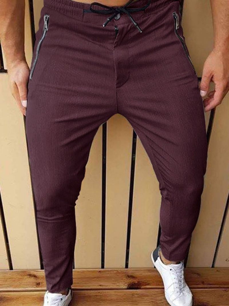 Pánské Ležérní Kalhoty Se Zipem Pencil Pants Se Středním Pasem