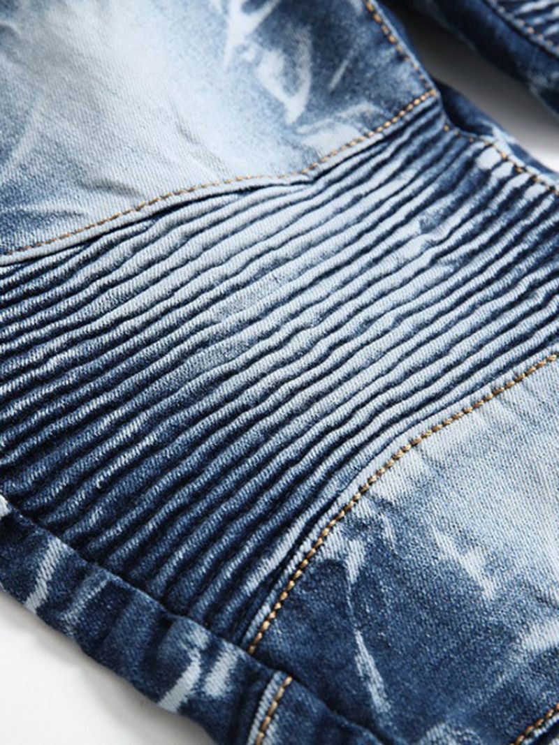 Zip Nosené Denim Ležérní Slim Pánské Kalhoty