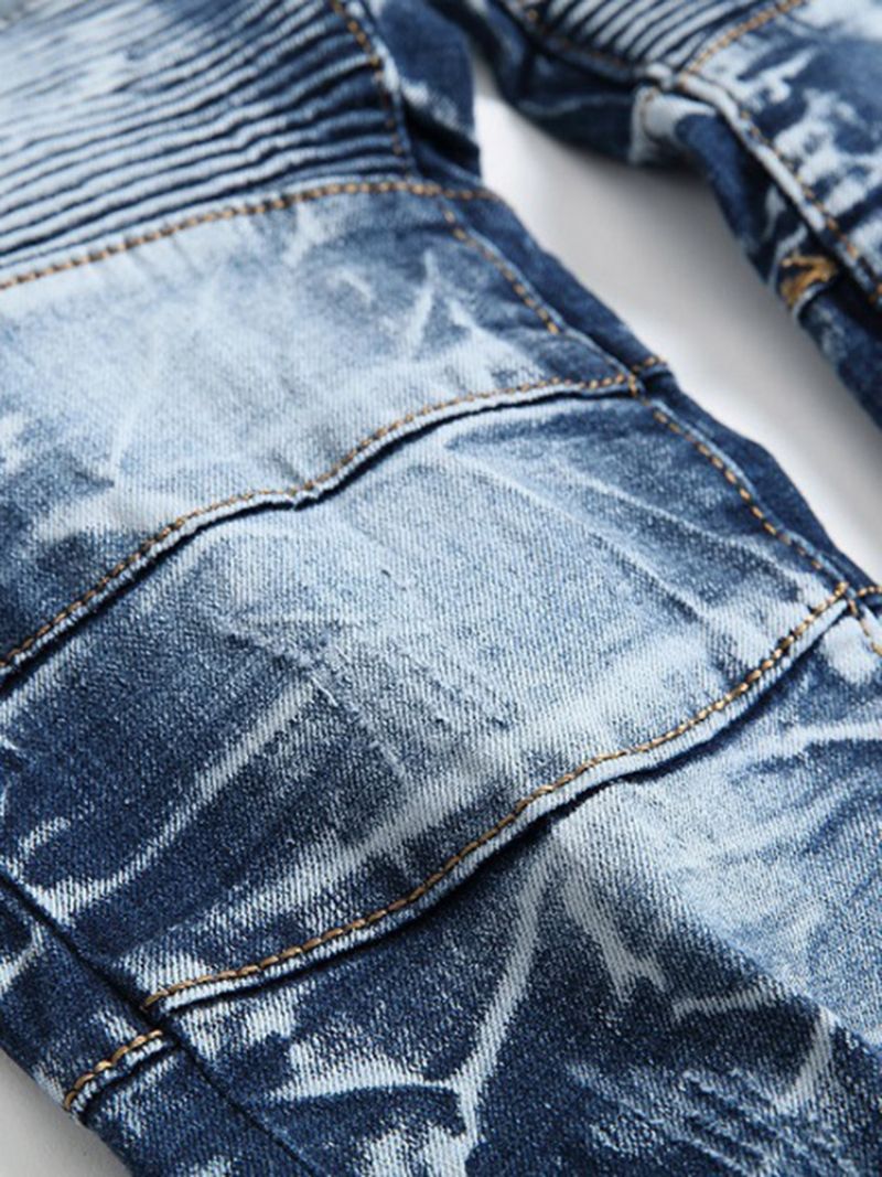 Zip Nosené Denim Ležérní Slim Pánské Kalhoty