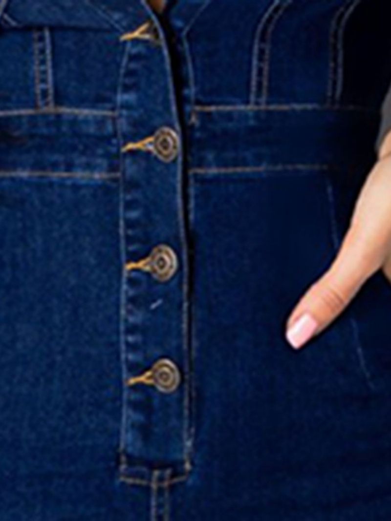 Button Denim Obyčejný Úzký Overal