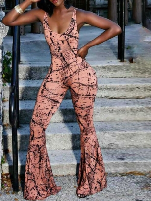 Dámský Overal Slim Bellbottoms Po Celé Délce Western Print