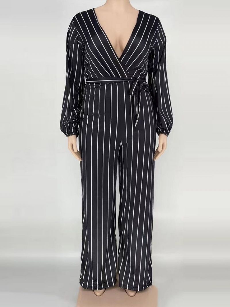 Overal Velikosti Western Stripe Print S Rovným Vysokým Pasem