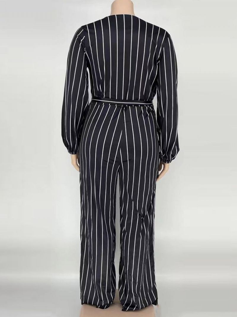 Overal Velikosti Western Stripe Print S Rovným Vysokým Pasem