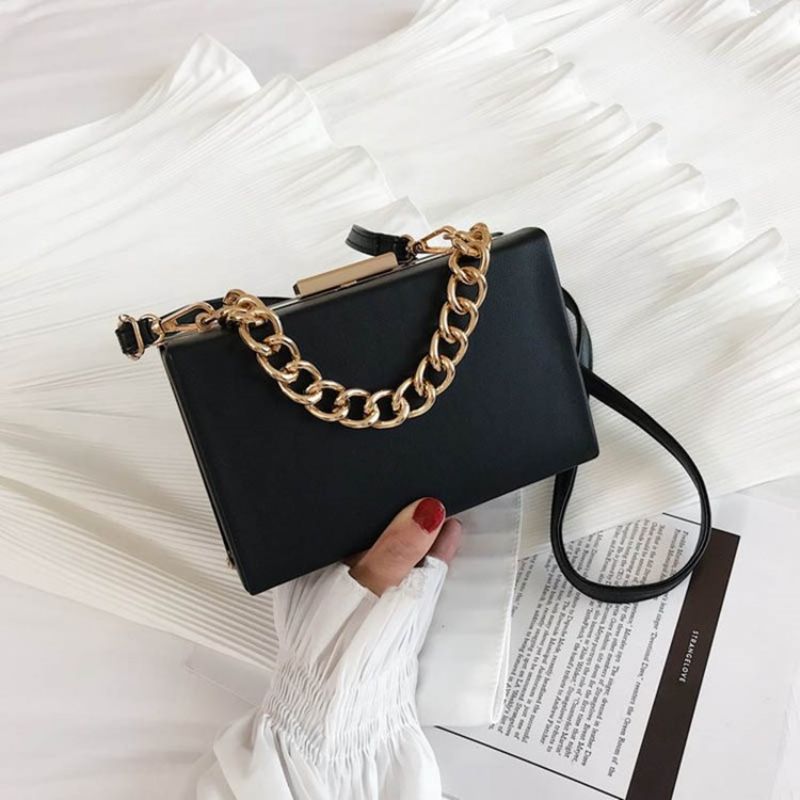 Crossbody Kabelka Chain Plain Pu Flap