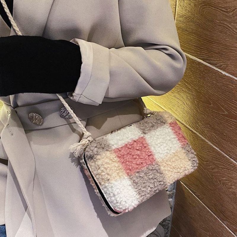 Crossbody Kabelky Z Vlněné Směsi Kostkovaného Patchworku