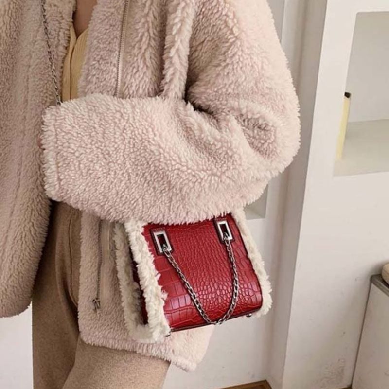 Dámské Crossbody Kabelky Pu Chain Alligator Rectangle