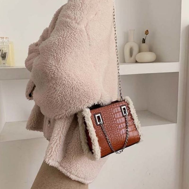 Dámské Crossbody Kabelky Pu Chain Alligator Rectangle