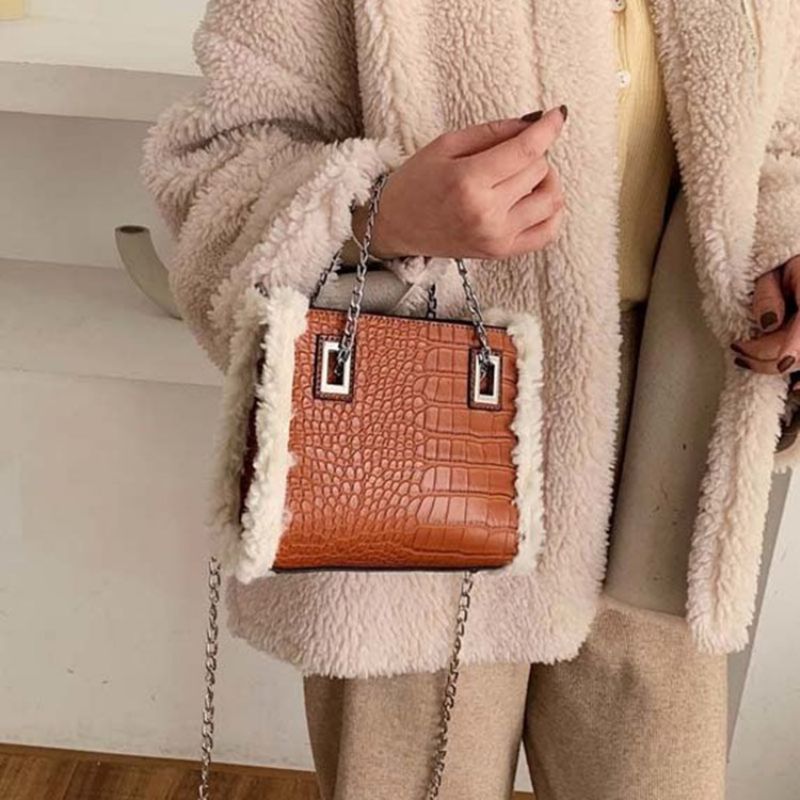 Dámské Crossbody Kabelky Pu Chain Alligator Rectangle