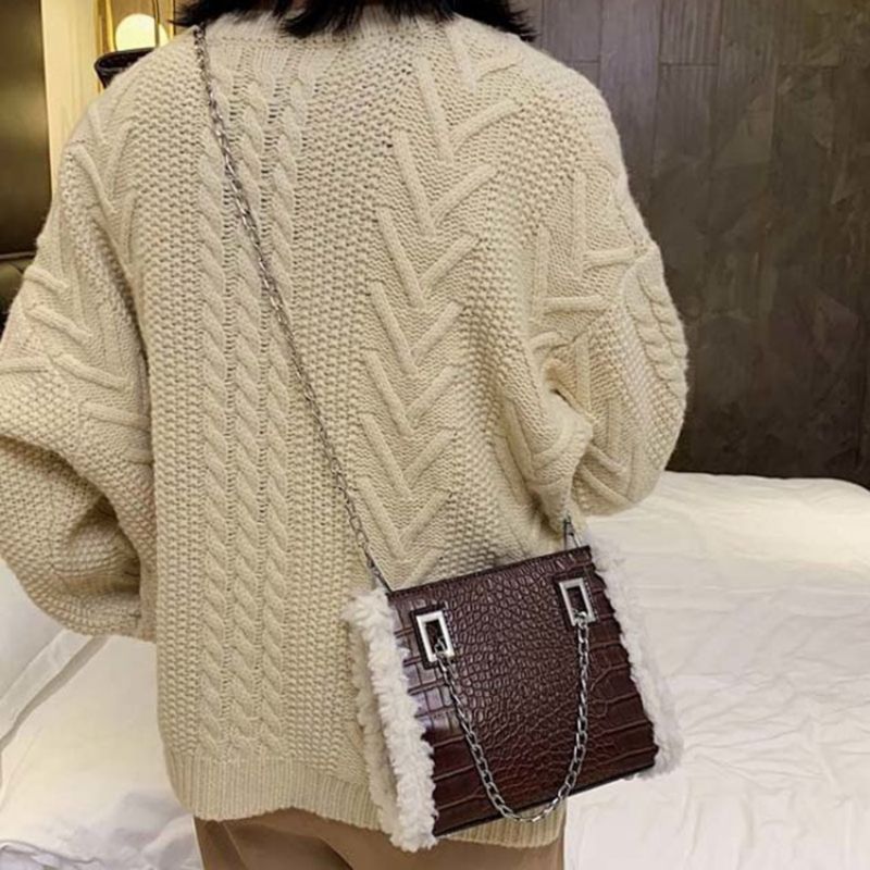 Dámské Crossbody Kabelky Pu Chain Alligator Rectangle